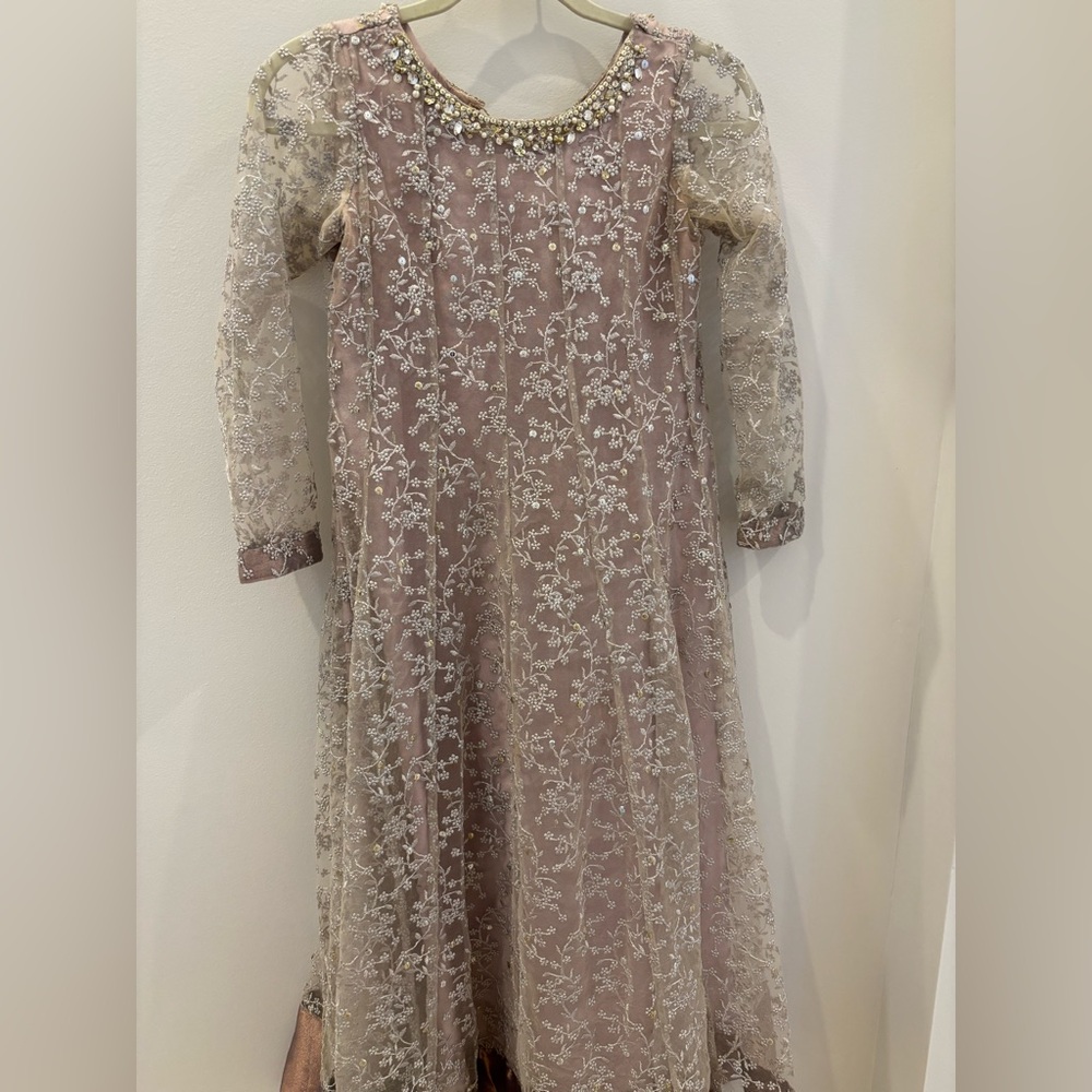 Charming Lace Anarakli with Beaded Neckline